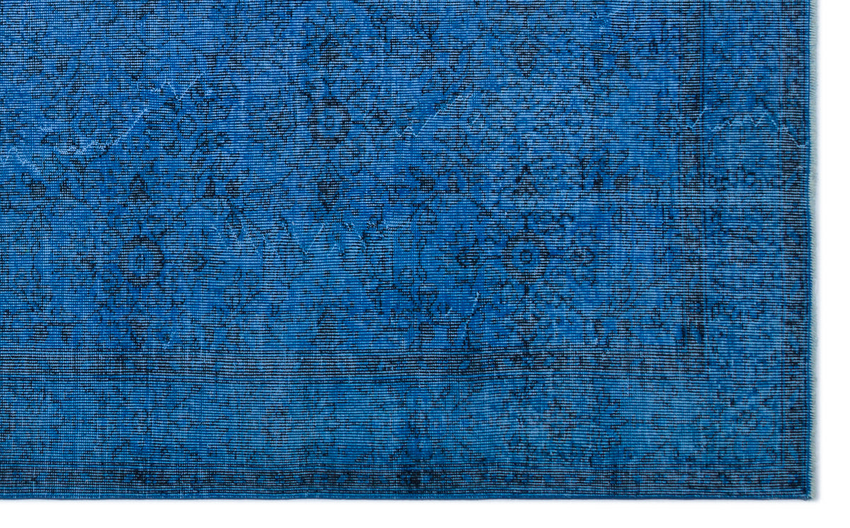 Blue Over Dyed Vintage Rug 5&#39;10&#39;&#39; x 9&#39;5&#39;&#39; ft 178 x 288 cm