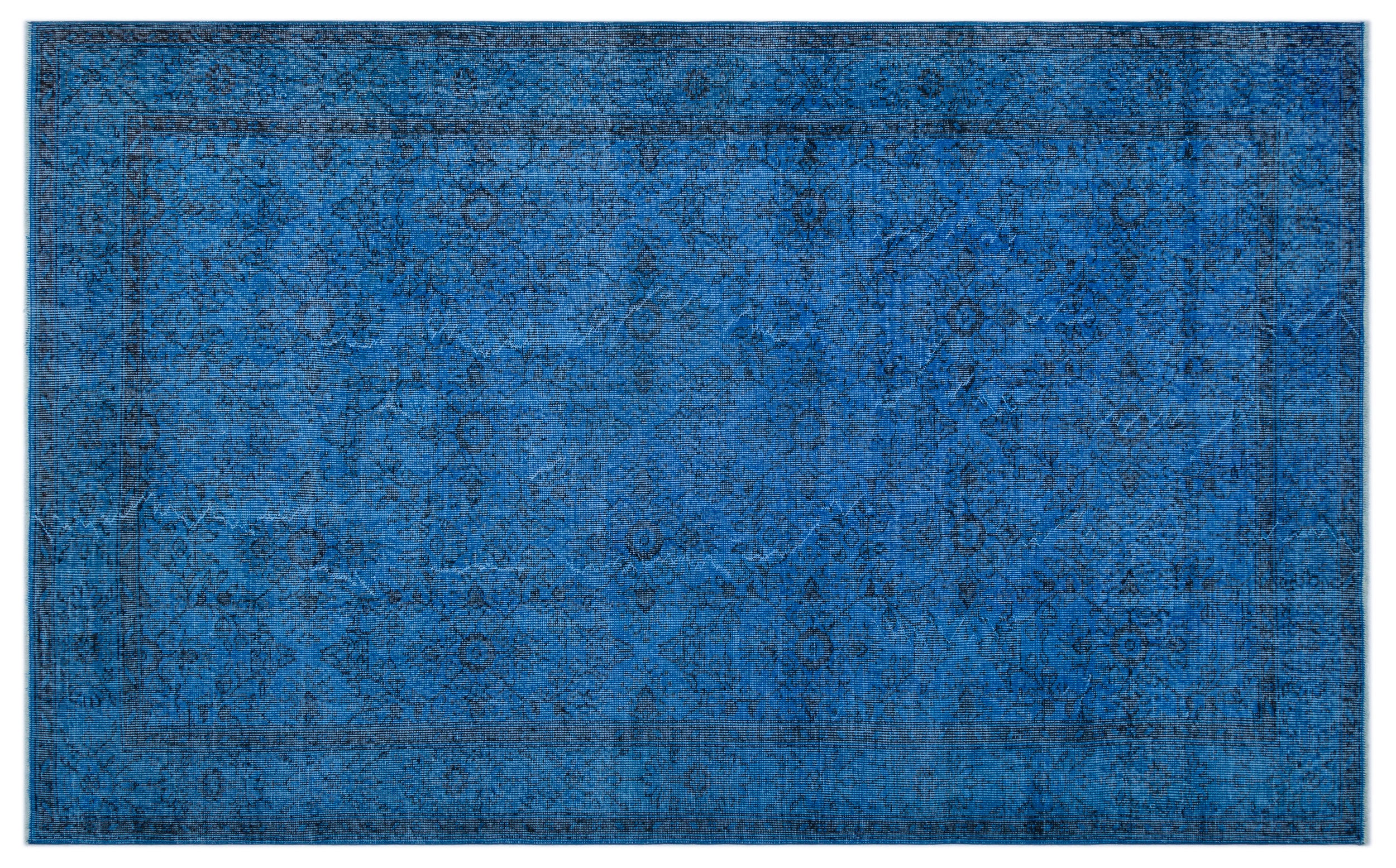 Blue Over Dyed Vintage Rug 5'10'' x 9'5'' ft 178 x 288 cm