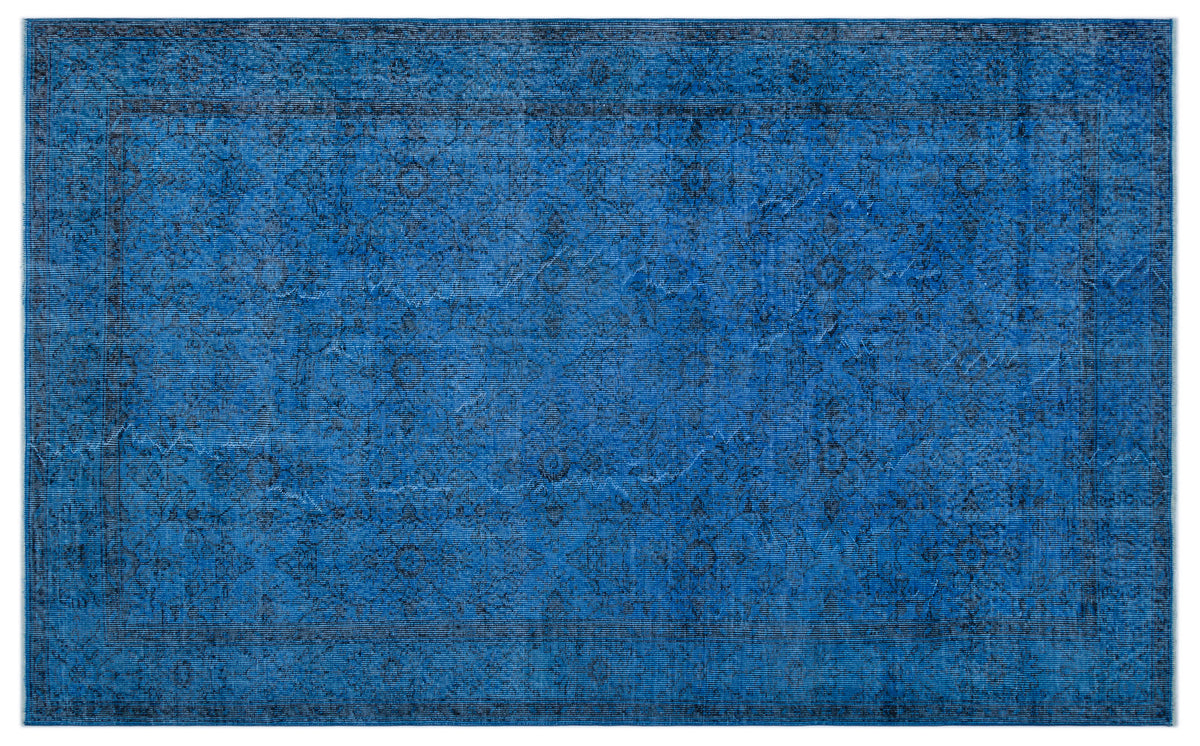 Blue Over Dyed Vintage Rug 5&#39;10&#39;&#39; x 9&#39;5&#39;&#39; ft 178 x 288 cm