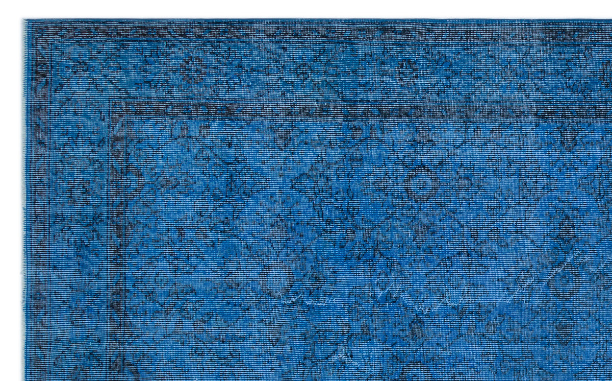 Blue Over Dyed Vintage Rug 5&#39;10&#39;&#39; x 9&#39;5&#39;&#39; ft 178 x 288 cm