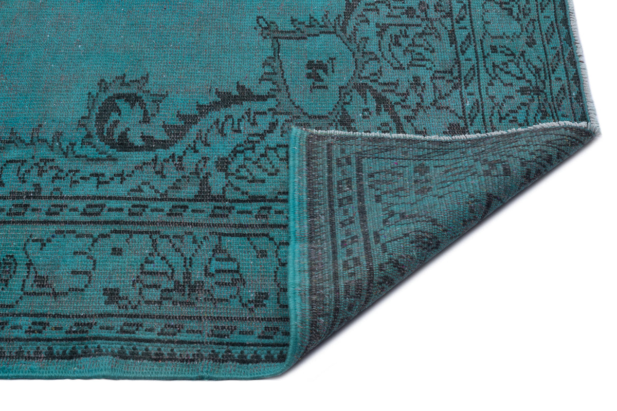 Turquoise  Over Dyed Vintage Rug 5&#39;10&#39;&#39; x 8&#39;7&#39;&#39; ft 177 x 261 cm
