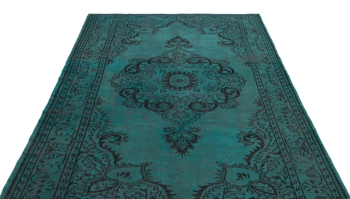 Turquoise  Over Dyed Vintage Rug 5&#39;10&#39;&#39; x 8&#39;7&#39;&#39; ft 177 x 261 cm