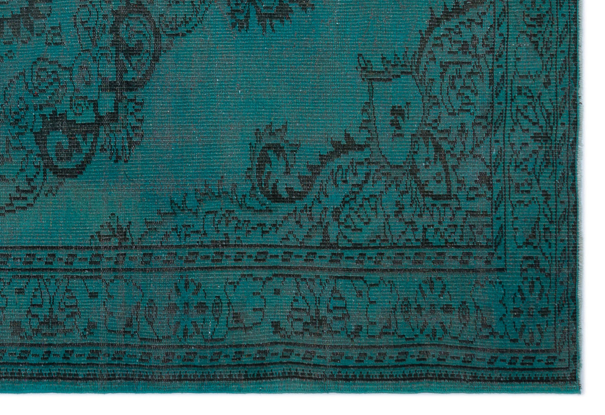 Turquoise  Over Dyed Vintage Rug 5&#39;10&#39;&#39; x 8&#39;7&#39;&#39; ft 177 x 261 cm