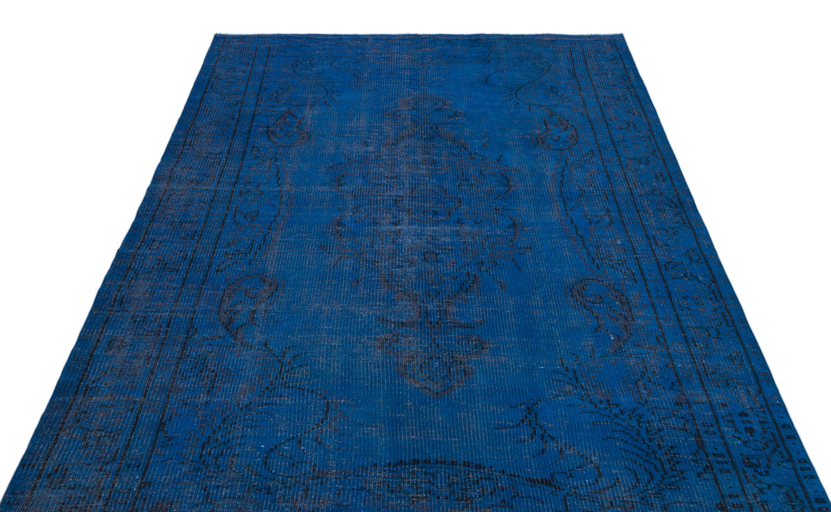 Blue Over Dyed Vintage Rug 5&#39;6&#39;&#39; x 8&#39;10&#39;&#39; ft 167 x 270 cm