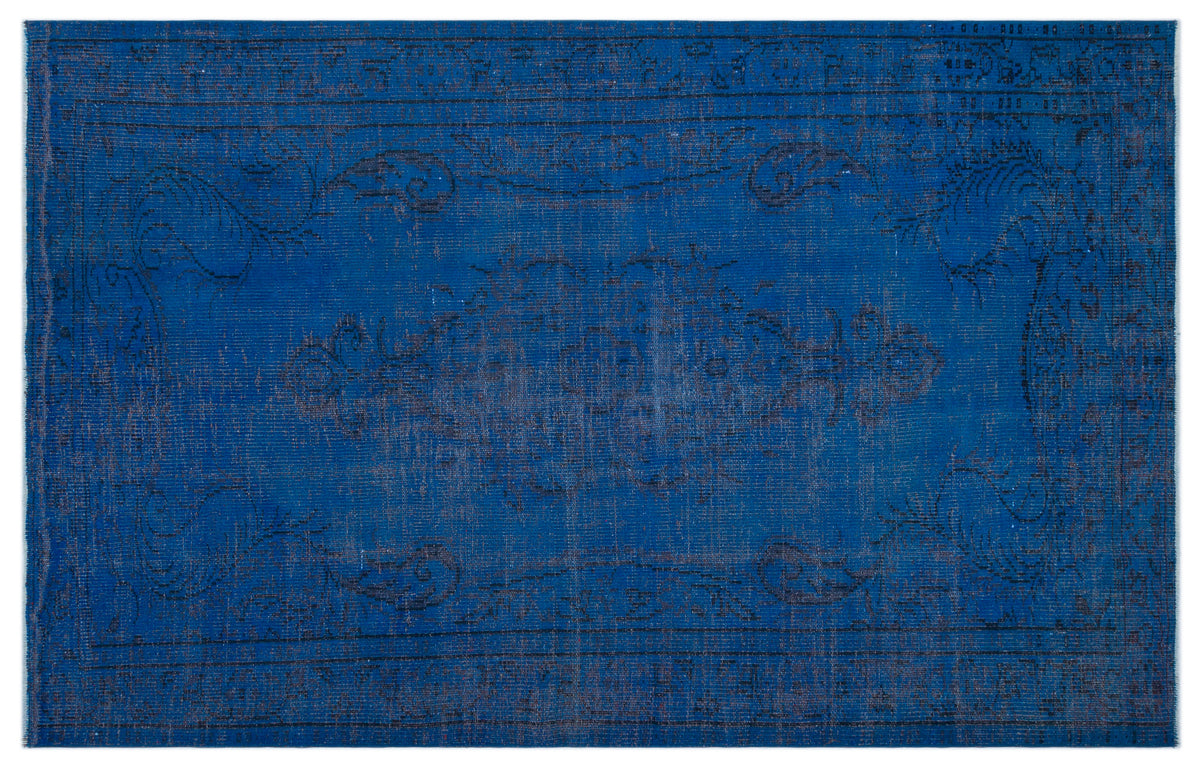Blue Over Dyed Vintage Rug 5&#39;6&#39;&#39; x 8&#39;10&#39;&#39; ft 167 x 270 cm