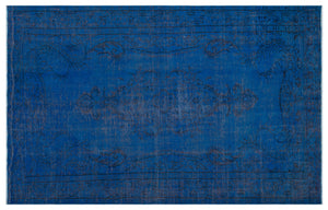 Blue Over Dyed Vintage Rug 5'6'' x 8'10'' ft 167 x 270 cm