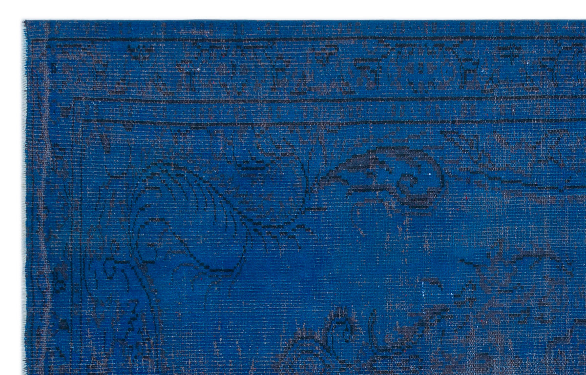 Blue Over Dyed Vintage Rug 5&#39;6&#39;&#39; x 8&#39;10&#39;&#39; ft 167 x 270 cm