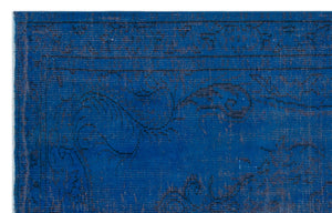 Blue Over Dyed Vintage Rug 5'6'' x 8'10'' ft 167 x 270 cm