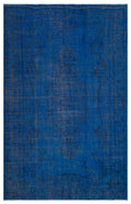Blue Over Dyed Vintage Rug 5'6'' x 8'10'' ft 167 x 270 cm