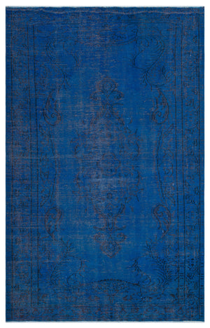 Blue Over Dyed Vintage Rug 5'6'' x 8'10'' ft 167 x 270 cm