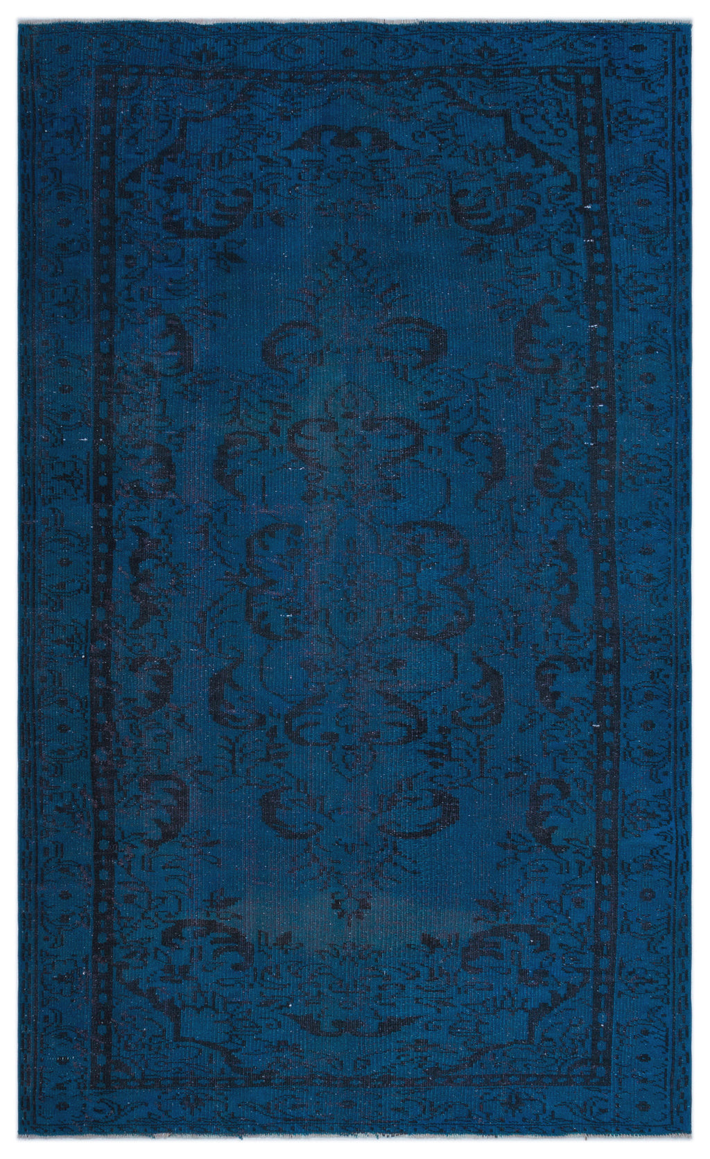 Blue Over Dyed Vintage Rug 5'4'' x 8'10'' ft 162 x 270 cm