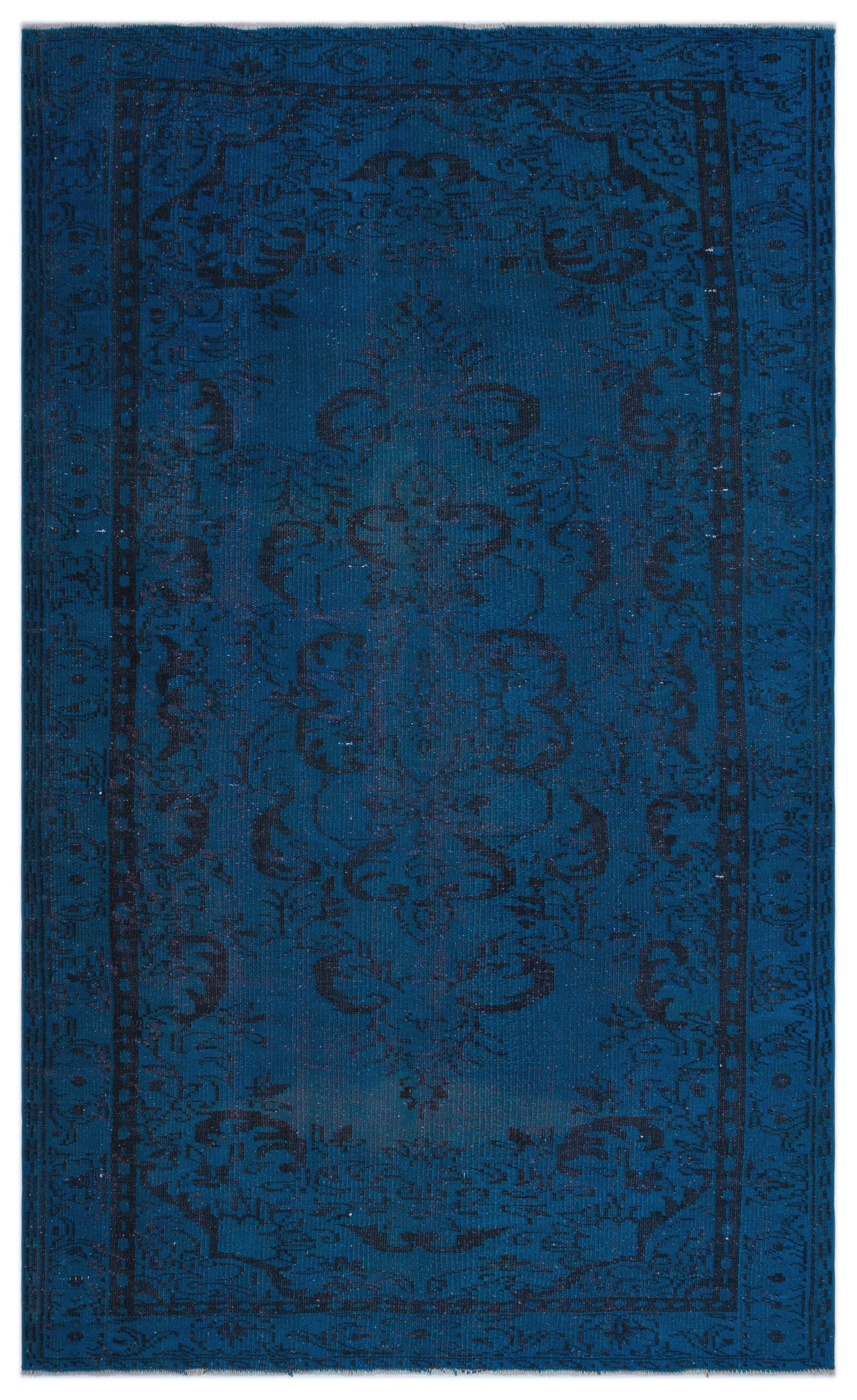 Blue Over Dyed Vintage Rug 5'4'' x 8'10'' ft 162 x 270 cm