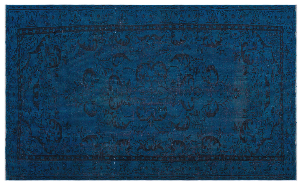 Blue Over Dyed Vintage Rug 5'4'' x 8'10'' ft 162 x 270 cm