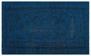 Blue Over Dyed Vintage Rug 5'4'' x 8'10'' ft 162 x 270 cm