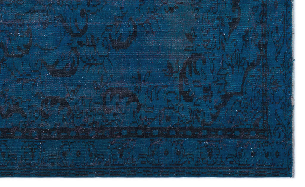 Blue Over Dyed Vintage Rug 5'4'' x 8'10'' ft 162 x 270 cm
