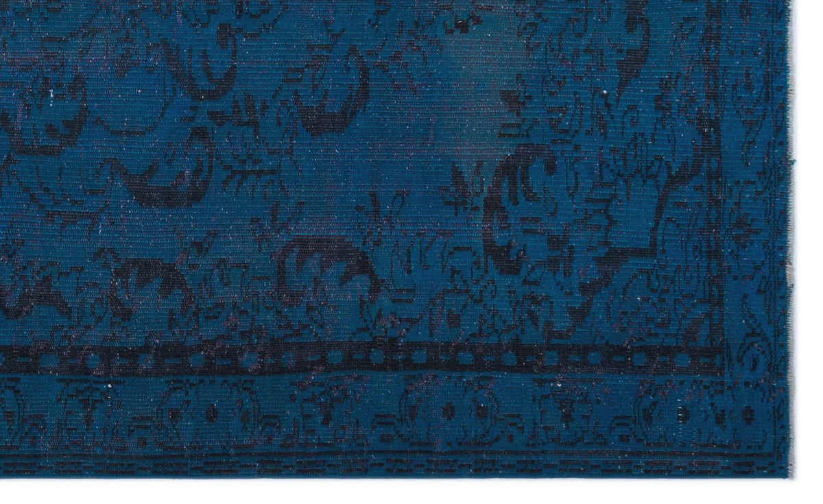 Blue Over Dyed Vintage Rug 5&#39;4&#39;&#39; x 8&#39;10&#39;&#39; ft 162 x 270 cm