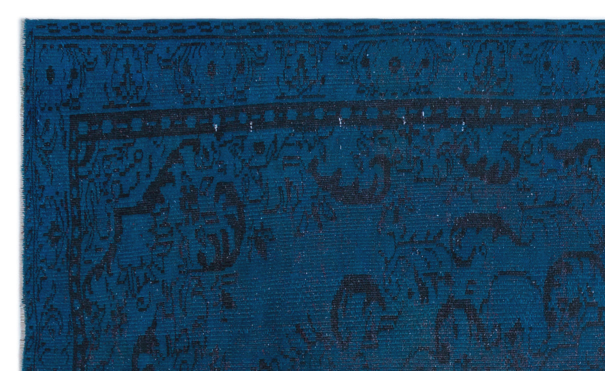 Blue Over Dyed Vintage Rug 5&#39;4&#39;&#39; x 8&#39;10&#39;&#39; ft 162 x 270 cm