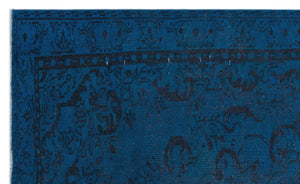 Blue Over Dyed Vintage Rug 5'4'' x 8'10'' ft 162 x 270 cm