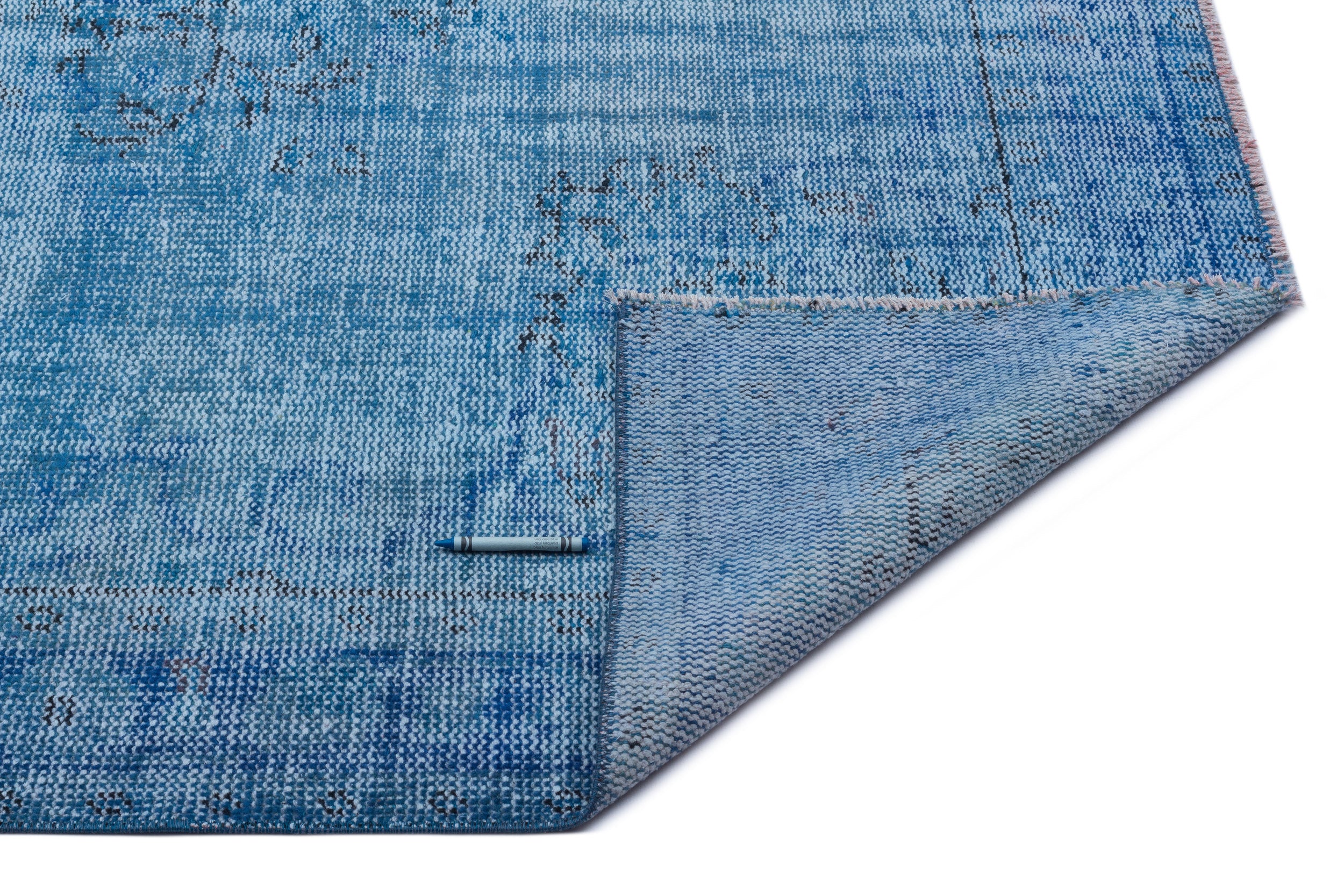 Blue Over Dyed Vintage Rug 5'7'' x 8'10'' ft 169 x 270 cm