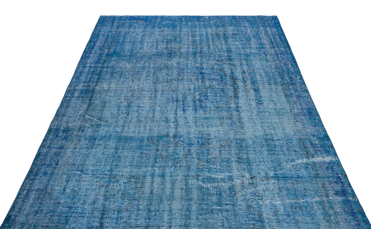 Blue Over Dyed Vintage Rug 5&#39;7&#39;&#39; x 8&#39;10&#39;&#39; ft 169 x 270 cm