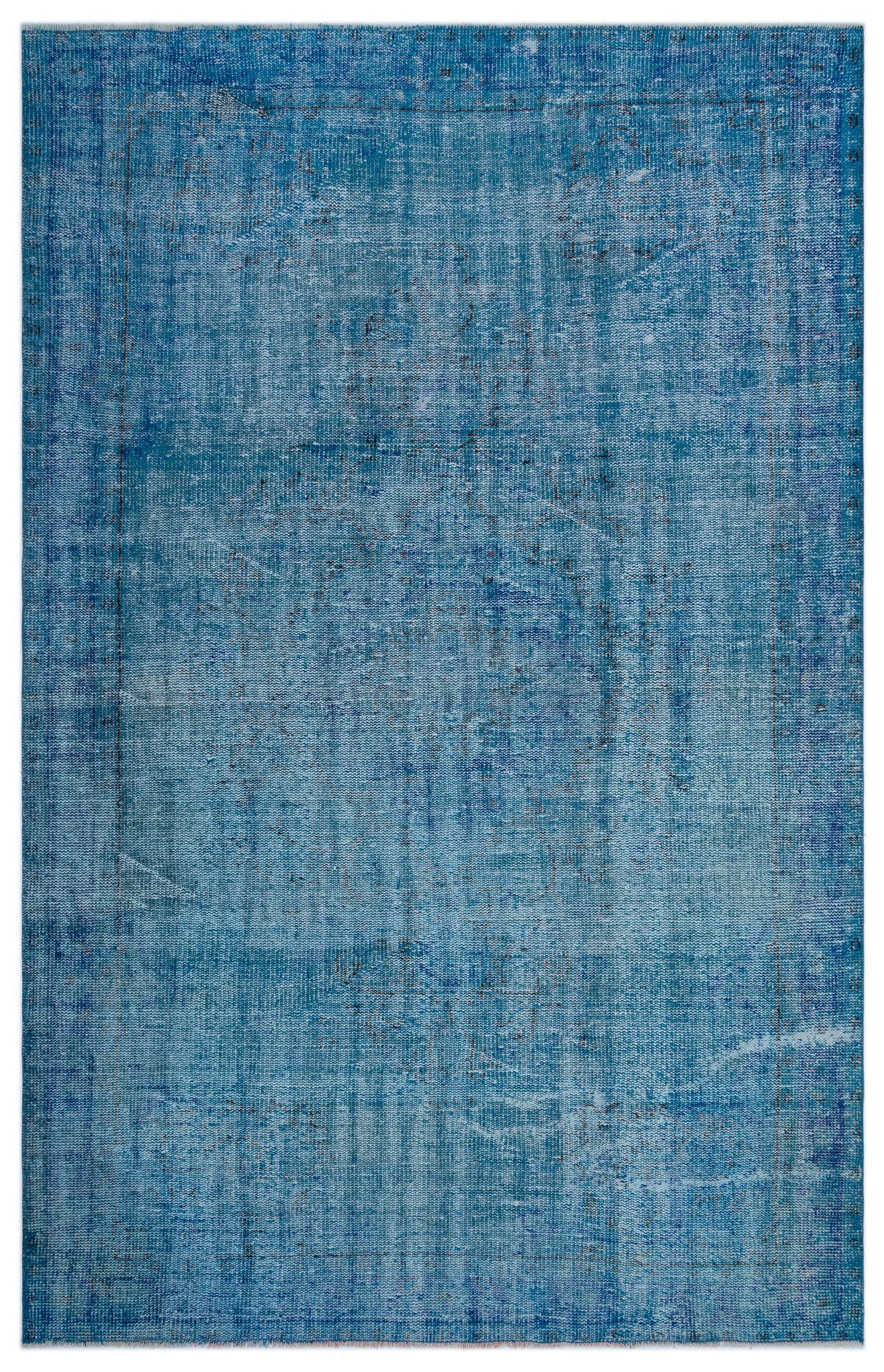 Blue Over Dyed Vintage Rug 5&#39;7&#39;&#39; x 8&#39;10&#39;&#39; ft 169 x 270 cm