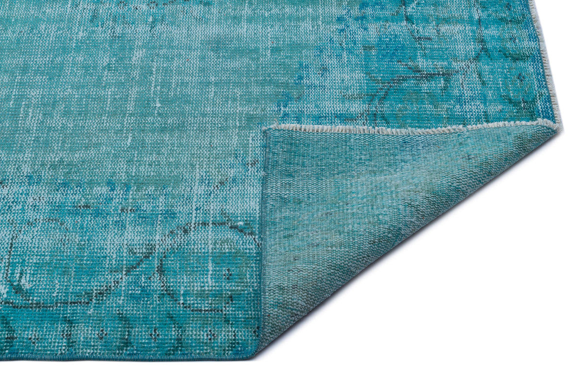 Turquoise  Over Dyed Vintage Rug 5&#39;6&#39;&#39; x 8&#39;11&#39;&#39; ft 168 x 272 cm