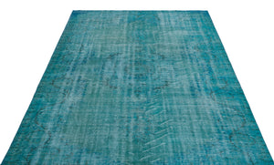 Turquoise  Over Dyed Vintage Rug 5'6'' x 8'11'' ft 168 x 272 cm
