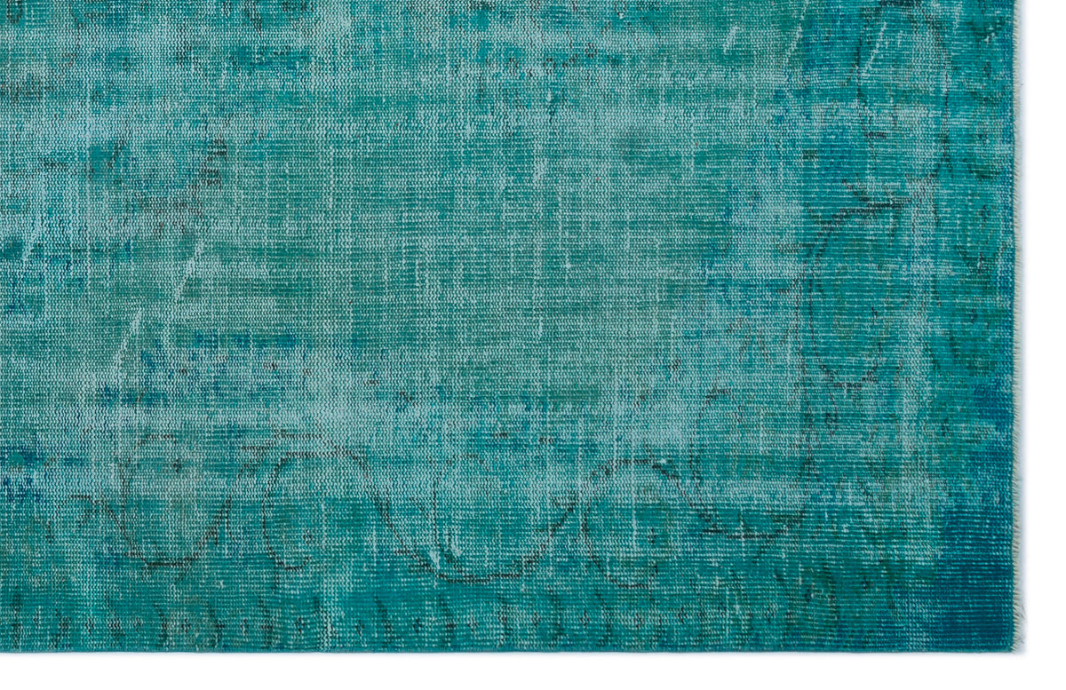 Turquoise  Over Dyed Vintage Rug 5&#39;6&#39;&#39; x 8&#39;11&#39;&#39; ft 168 x 272 cm