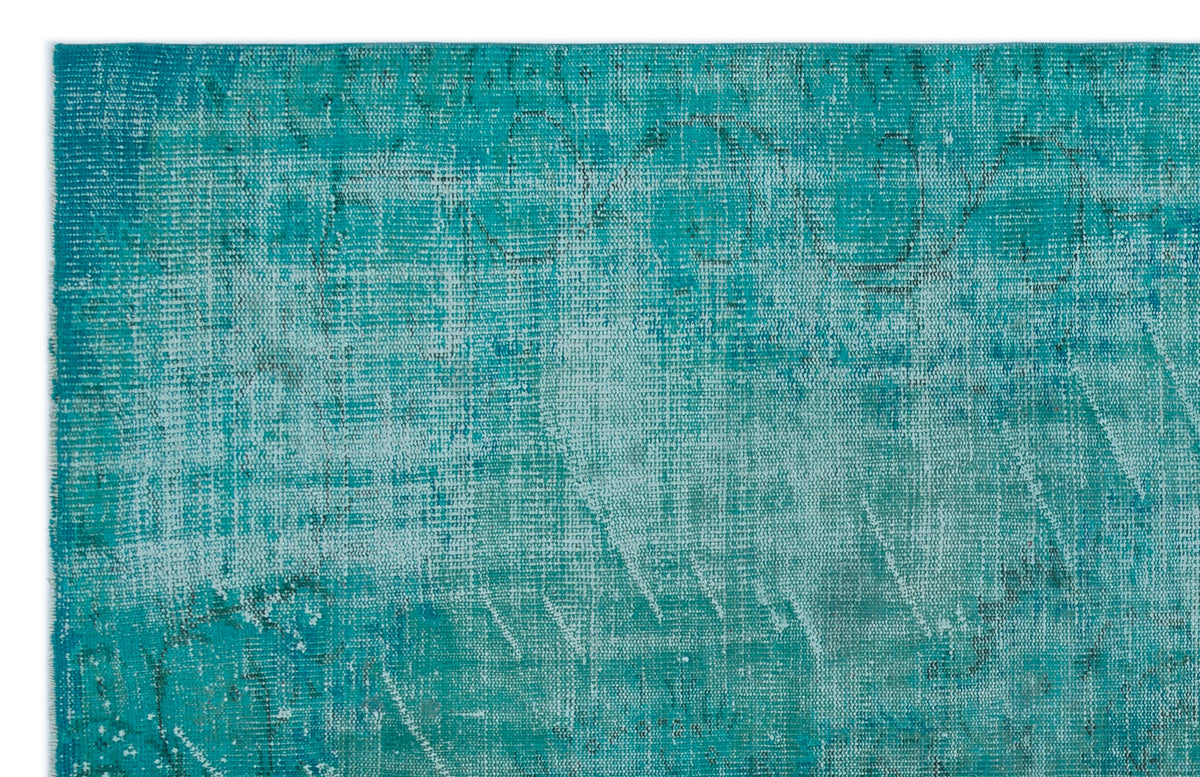 Turquoise  Over Dyed Vintage Rug 5&#39;6&#39;&#39; x 8&#39;11&#39;&#39; ft 168 x 272 cm