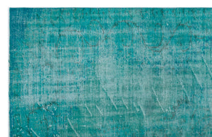 Turquoise  Over Dyed Vintage Rug 5'6'' x 8'11'' ft 168 x 272 cm