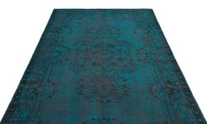 Turquoise  Over Dyed Vintage Rug 5'7'' x 9'6'' ft 171 x 289 cm