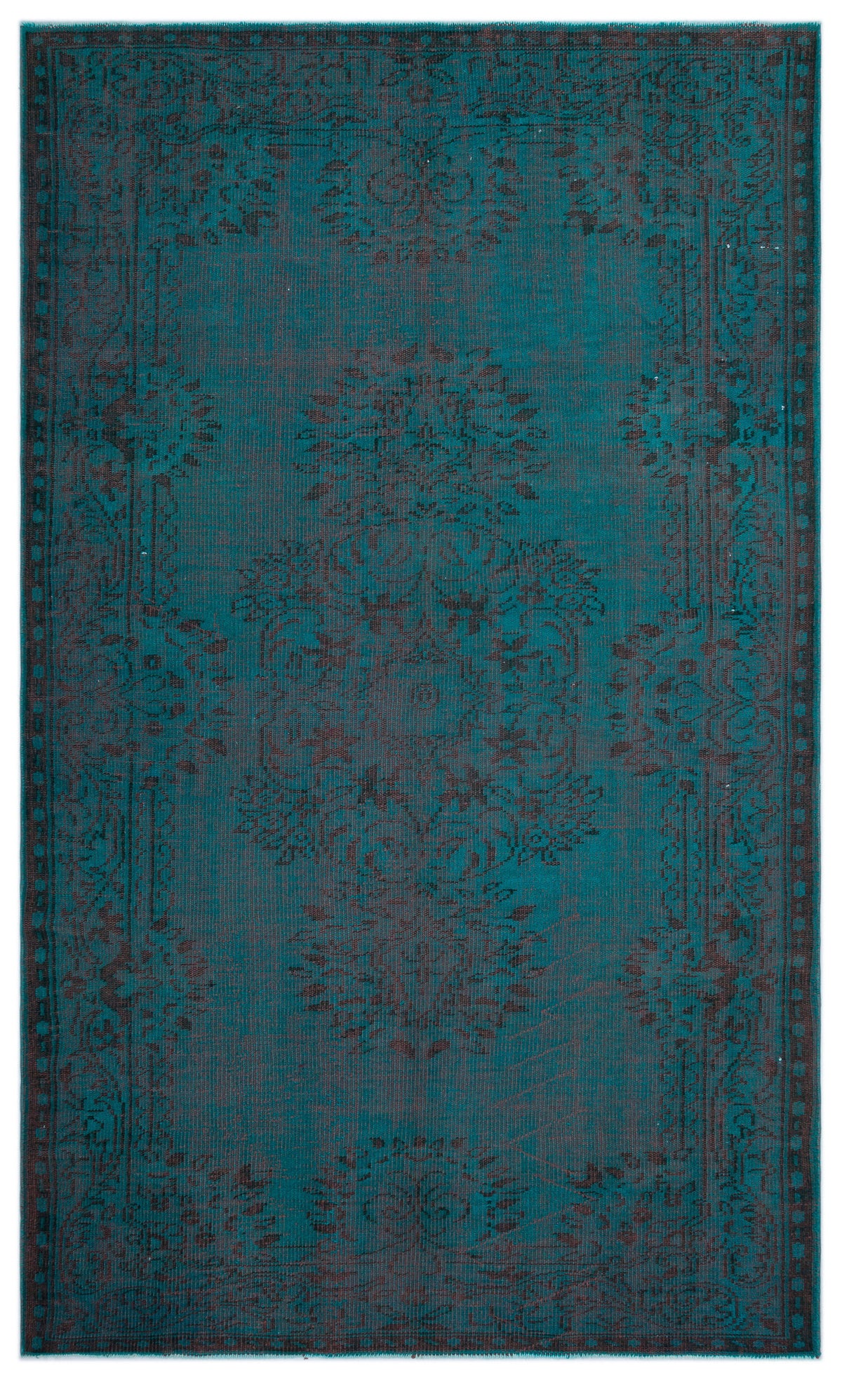 Turquoise  Over Dyed Vintage Rug 5&#39;7&#39;&#39; x 9&#39;6&#39;&#39; ft 171 x 289 cm