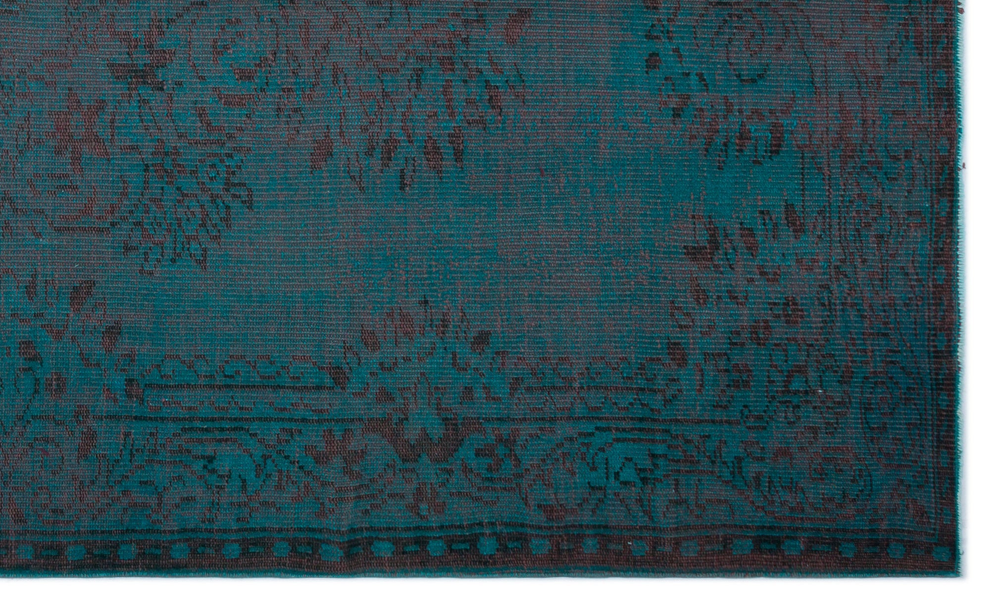 Turquoise  Over Dyed Vintage Rug 5'7'' x 9'6'' ft 171 x 289 cm