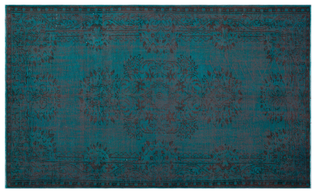 Turquoise  Over Dyed Vintage Rug 5&#39;7&#39;&#39; x 9&#39;6&#39;&#39; ft 171 x 289 cm