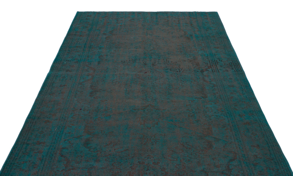 Turquoise  Over Dyed Vintage Rug 5'6'' x 8'8'' ft 167 x 263 cm