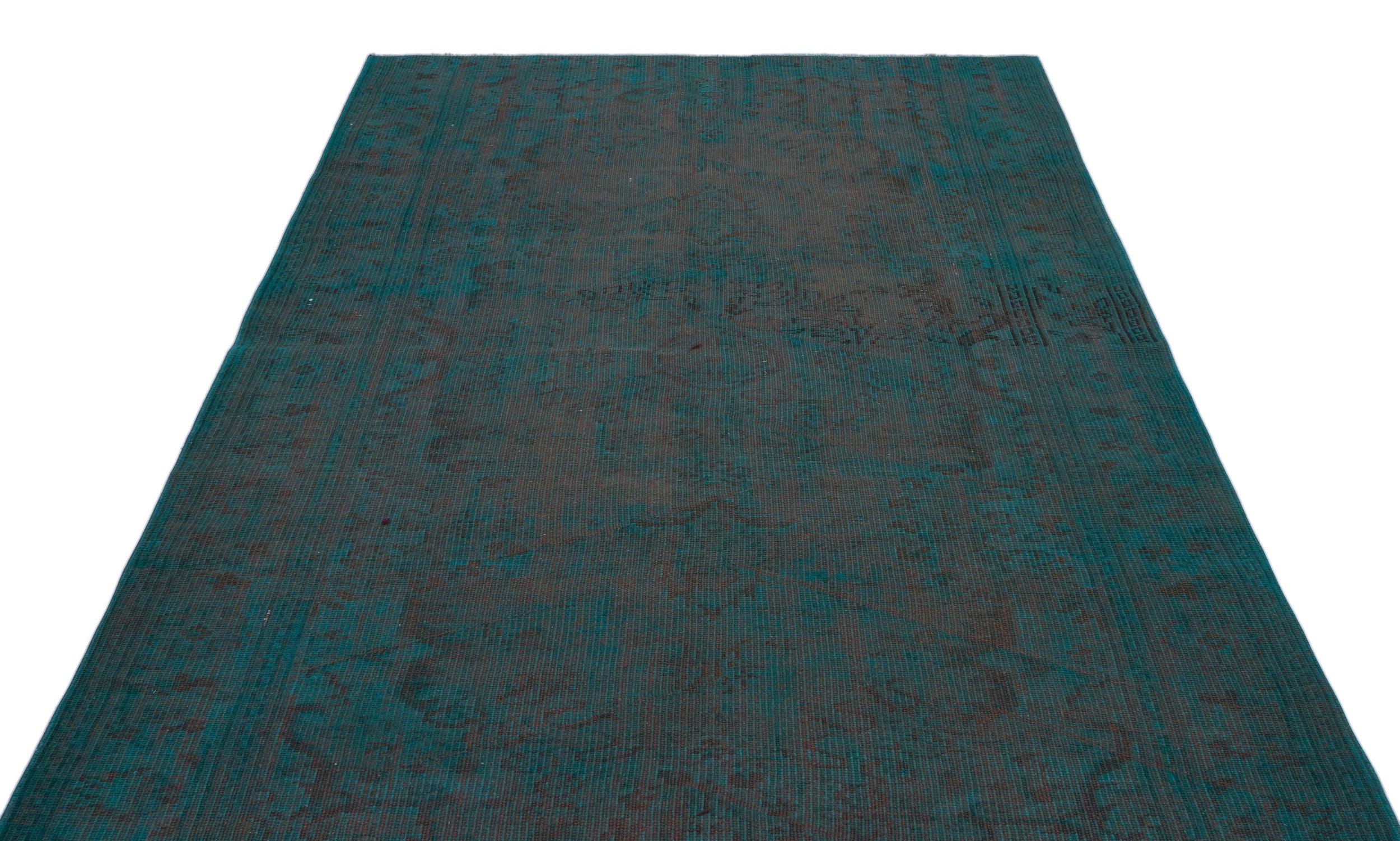 Turquoise  Over Dyed Vintage Rug 5'6'' x 8'8'' ft 167 x 263 cm
