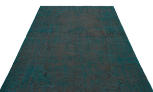 Turquoise  Over Dyed Vintage Rug 5'6'' x 8'8'' ft 167 x 263 cm