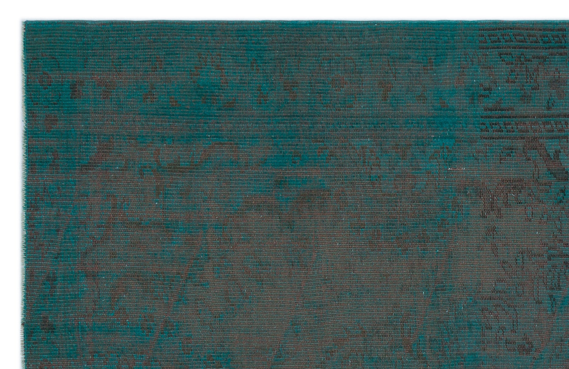 Turquoise  Over Dyed Vintage Rug 5'6'' x 8'8'' ft 167 x 263 cm