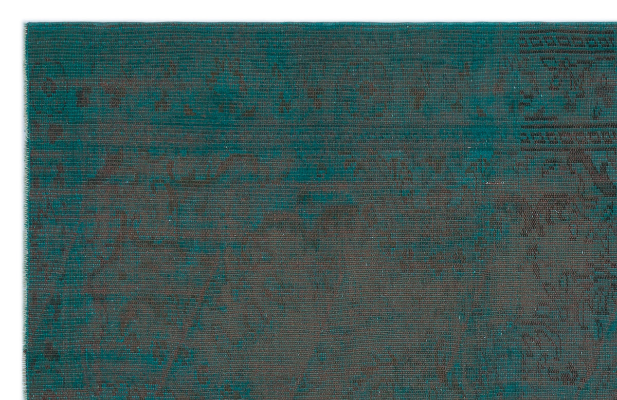 Turquoise  Over Dyed Vintage Rug 5&#39;6&#39;&#39; x 8&#39;8&#39;&#39; ft 167 x 263 cm
