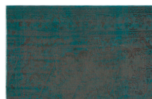 Turquoise  Over Dyed Vintage Rug 5'6'' x 8'8'' ft 167 x 263 cm