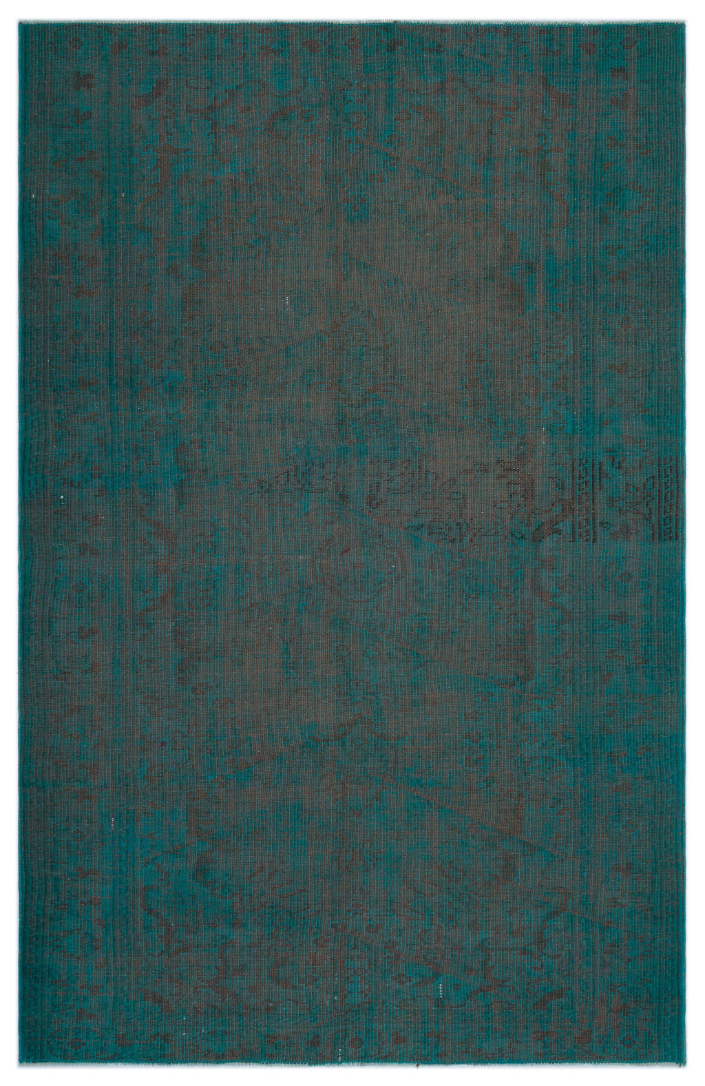 Turquoise  Over Dyed Vintage Rug 5'6'' x 8'8'' ft 167 x 263 cm
