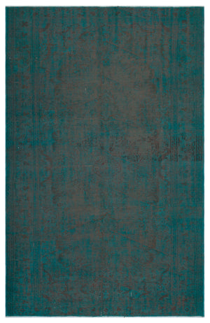 Turquoise  Over Dyed Vintage Rug 5'6'' x 8'8'' ft 167 x 263 cm