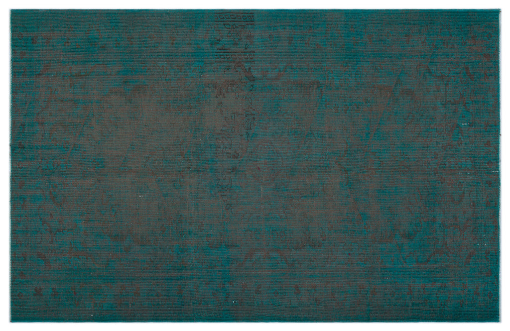 Turquoise  Over Dyed Vintage Rug 5'6'' x 8'8'' ft 167 x 263 cm