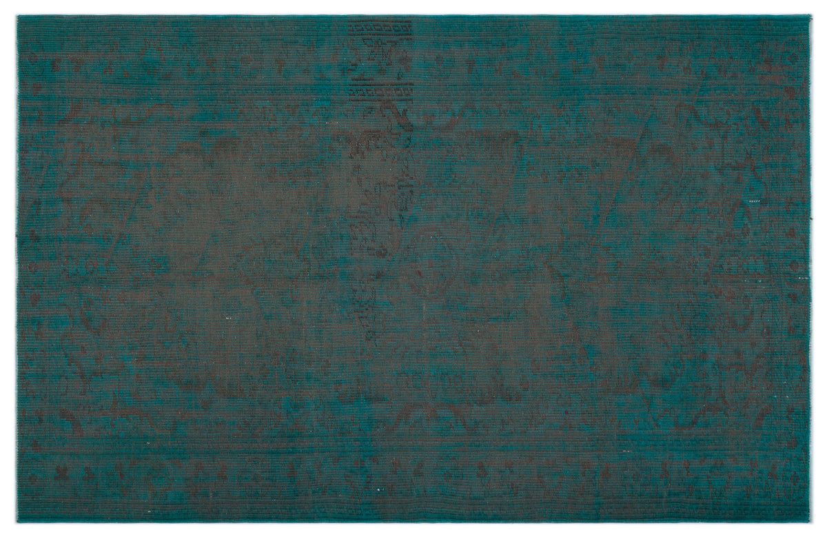 Turquoise  Over Dyed Vintage Rug 5&#39;6&#39;&#39; x 8&#39;8&#39;&#39; ft 167 x 263 cm