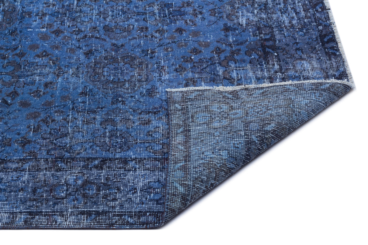 Blue Over Dyed Vintage Rug 5&#39;3&#39;&#39; x 8&#39;8&#39;&#39; ft 161 x 264 cm