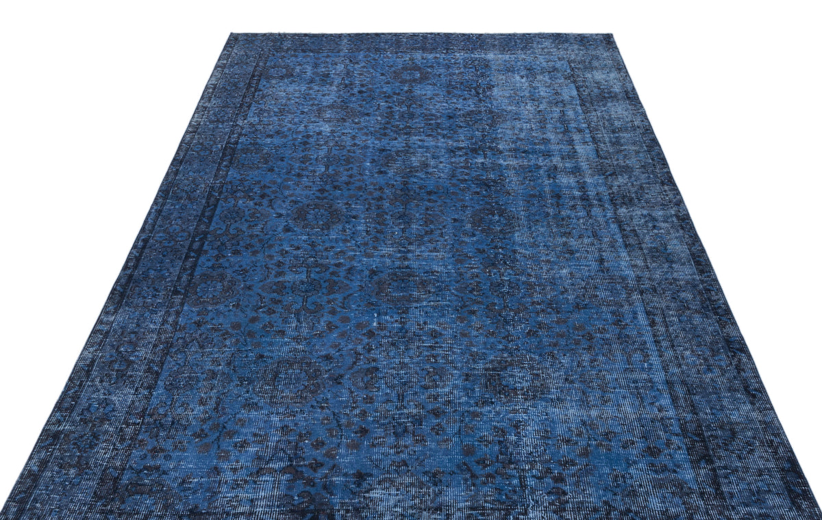 Blue Over Dyed Vintage Rug 5&#39;3&#39;&#39; x 8&#39;8&#39;&#39; ft 161 x 264 cm