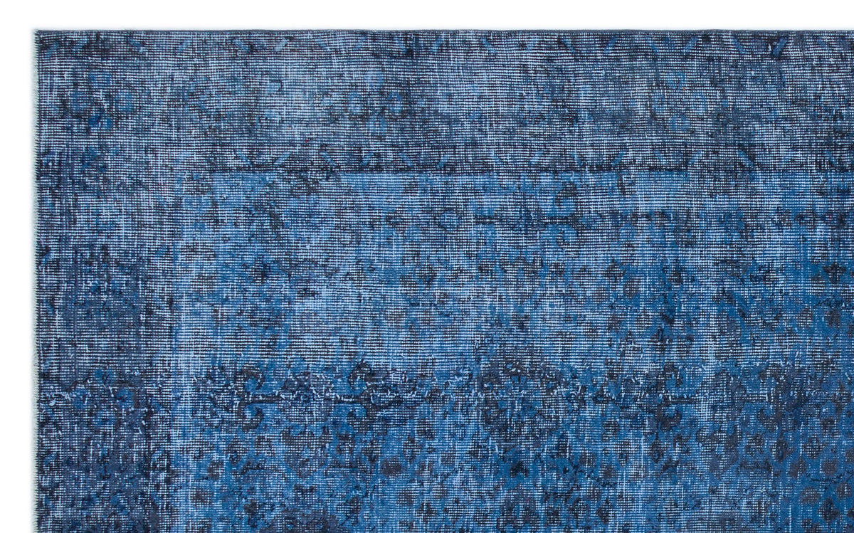 Blue Over Dyed Vintage Rug 5&#39;3&#39;&#39; x 8&#39;8&#39;&#39; ft 161 x 264 cm