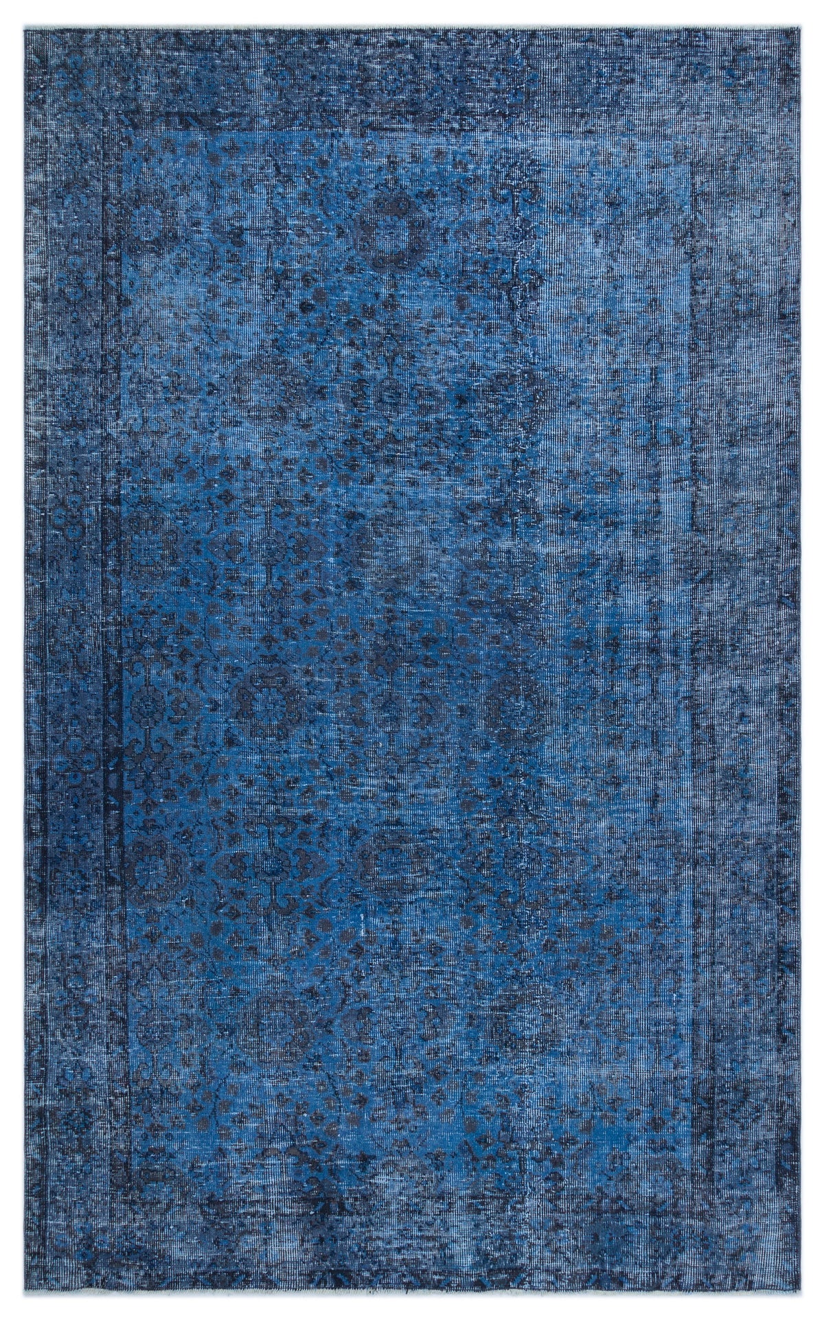 Blue Over Dyed Vintage Rug 5&#39;3&#39;&#39; x 8&#39;8&#39;&#39; ft 161 x 264 cm