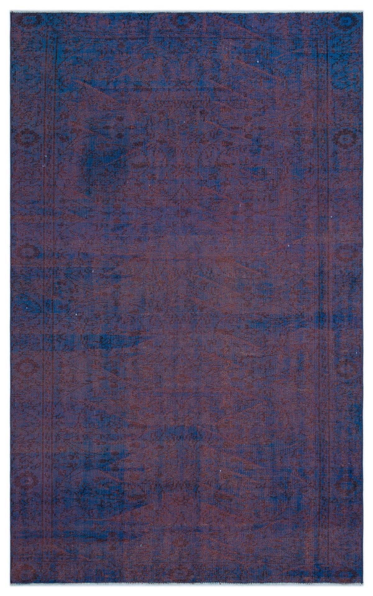 Blue Over Dyed Vintage Rug 5&#39;5&#39;&#39; x 8&#39;10&#39;&#39; ft 164 x 268 cm
