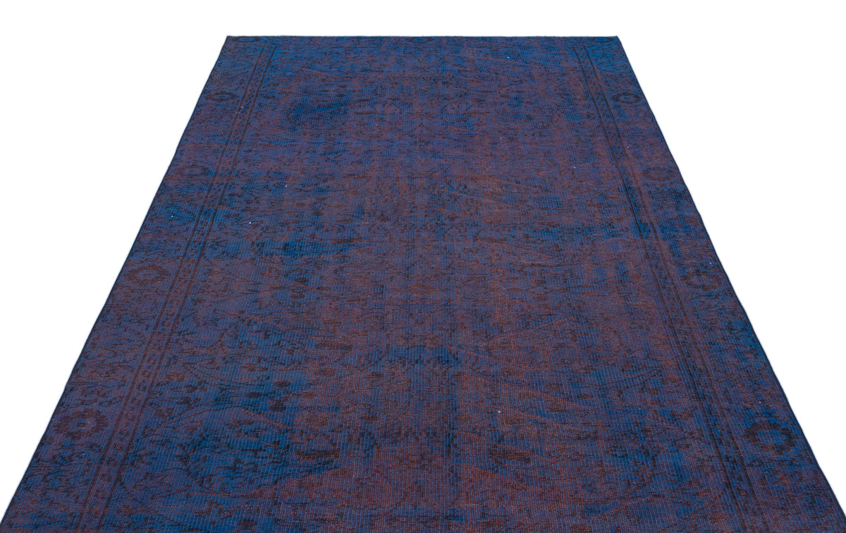 Blue Over Dyed Vintage Rug 5&#39;5&#39;&#39; x 8&#39;10&#39;&#39; ft 164 x 268 cm